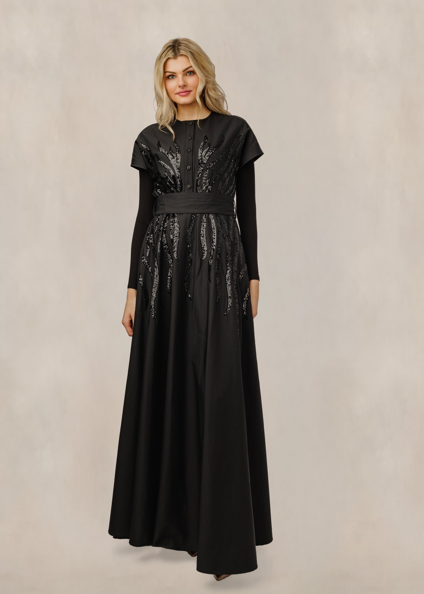 Black Sequinned Pattern Dress
