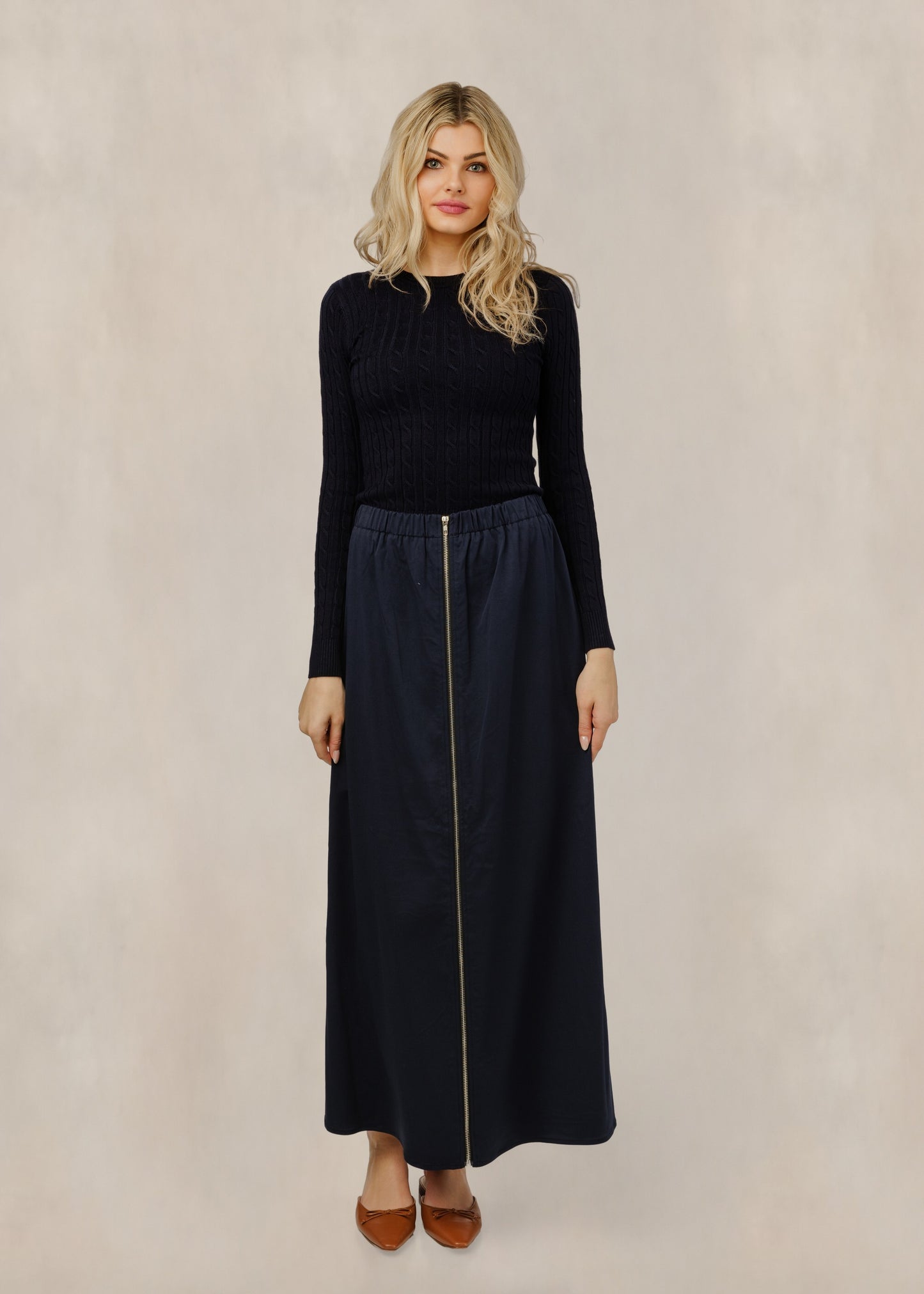 Cable Knit Top - Dark Navy
