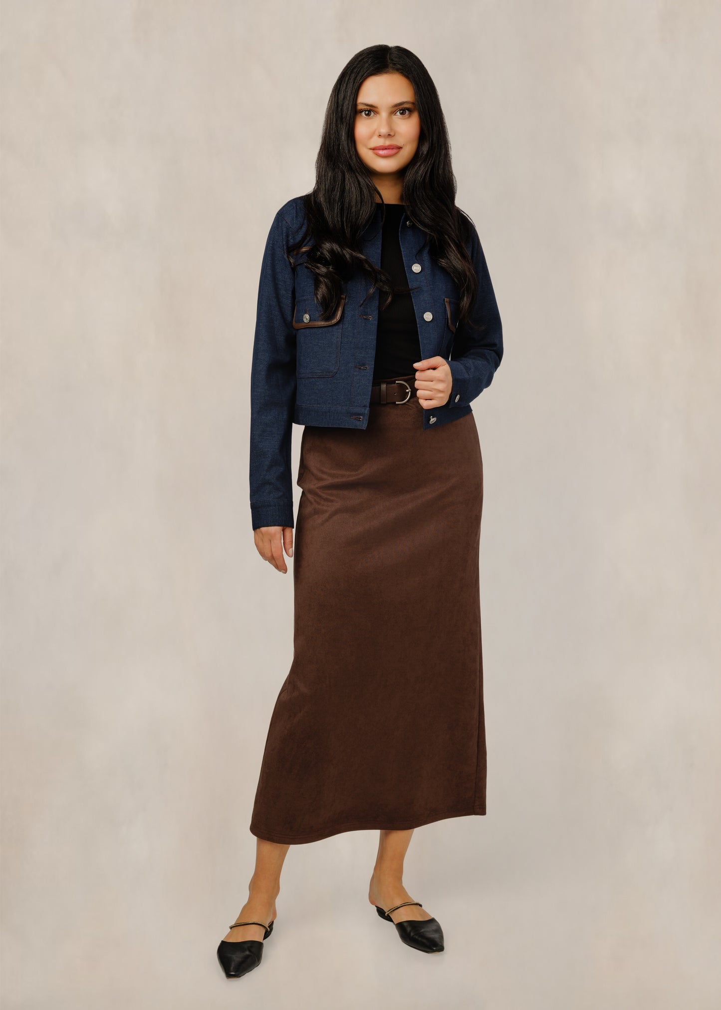 Brown Suede Skirt With Belt