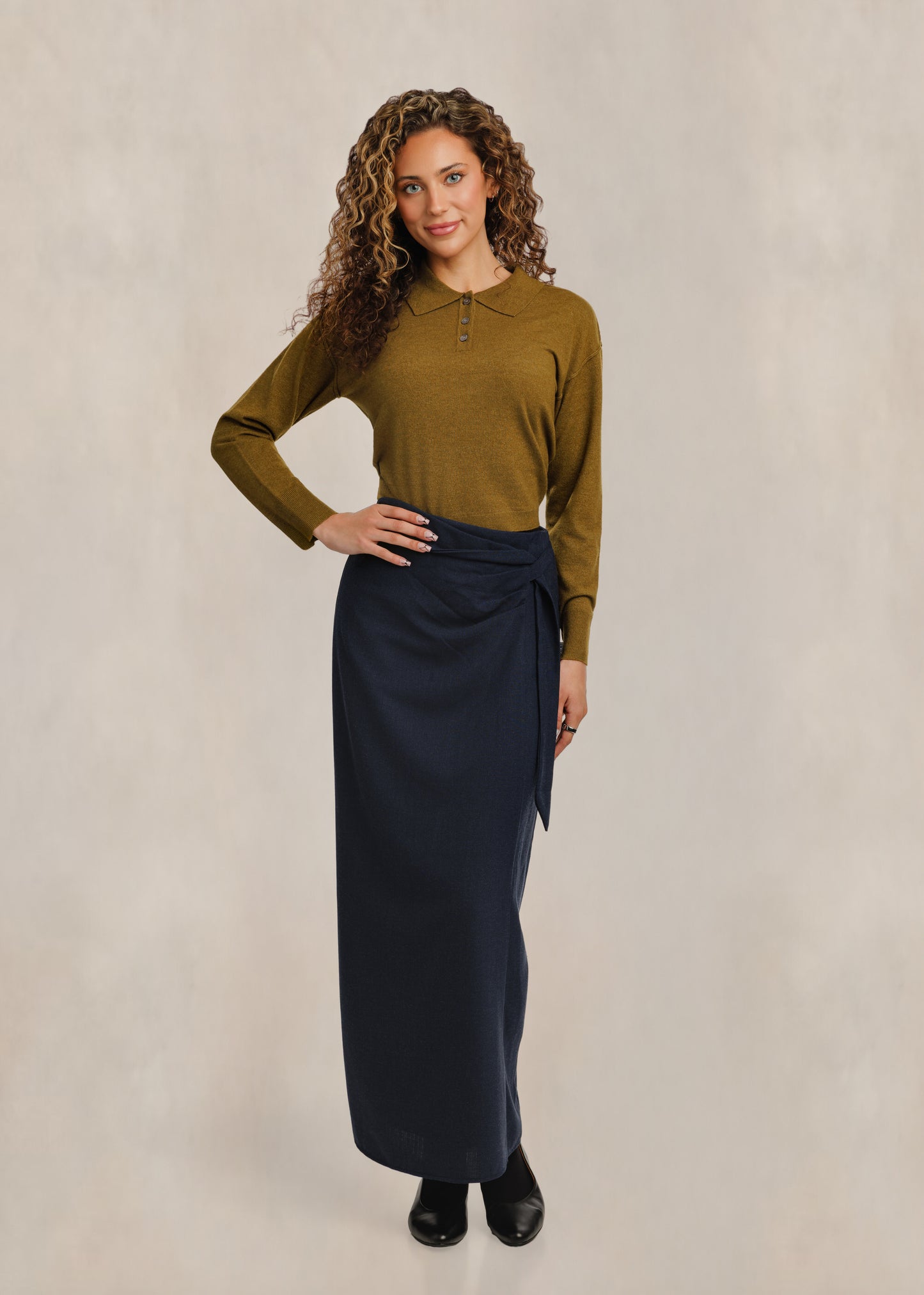 Navy Wrap Skirt