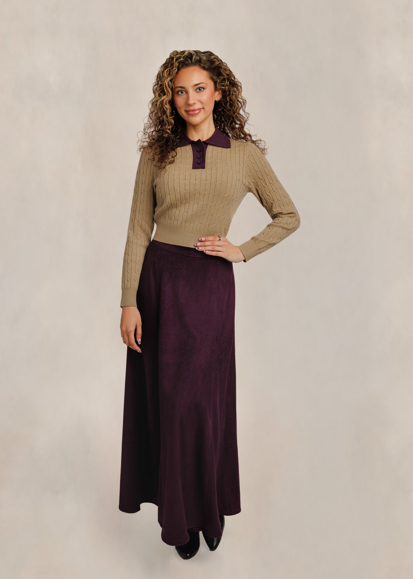 A-Line Midi Skirt - Plum