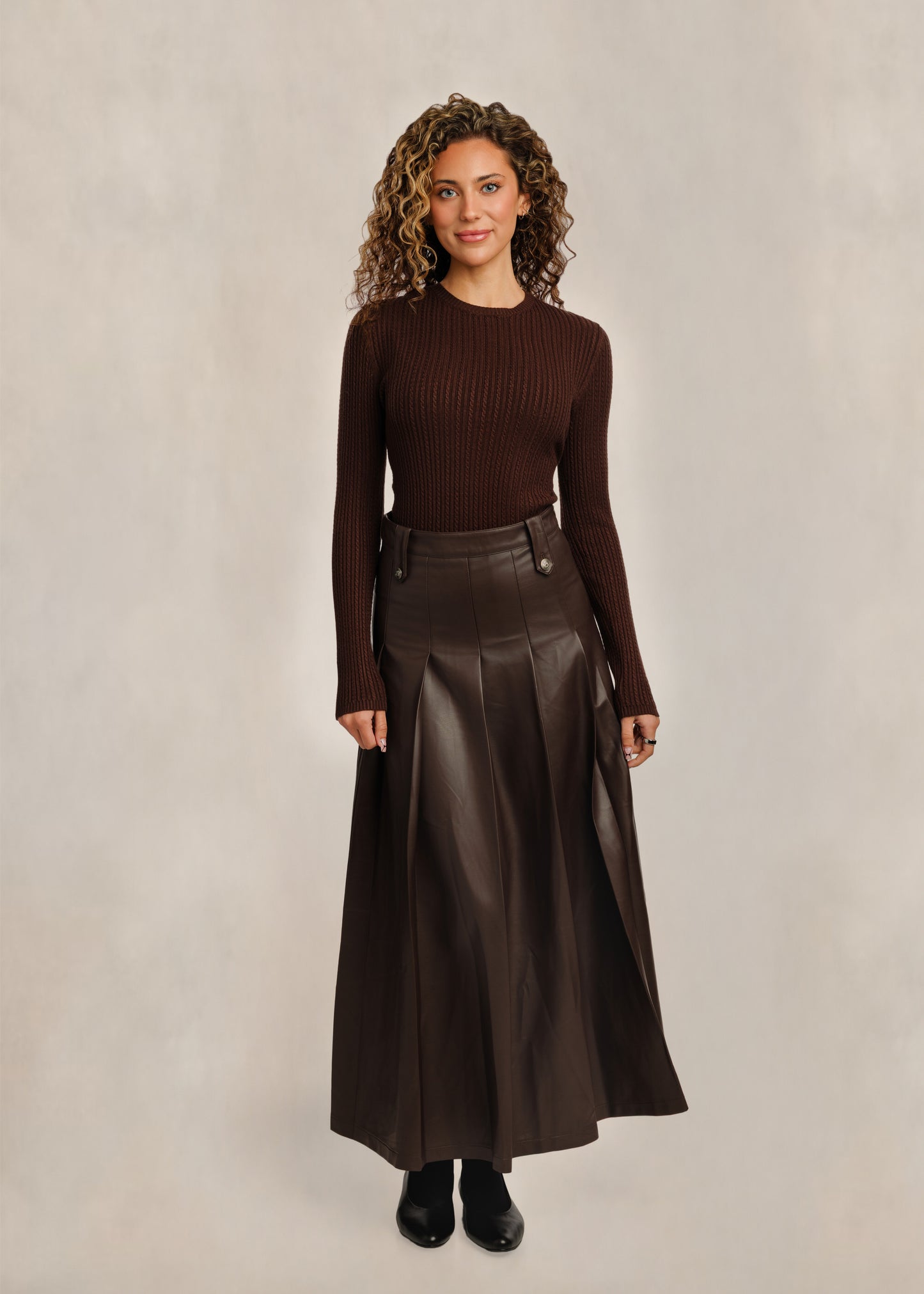 Leather Skirt - Chocolate Brown