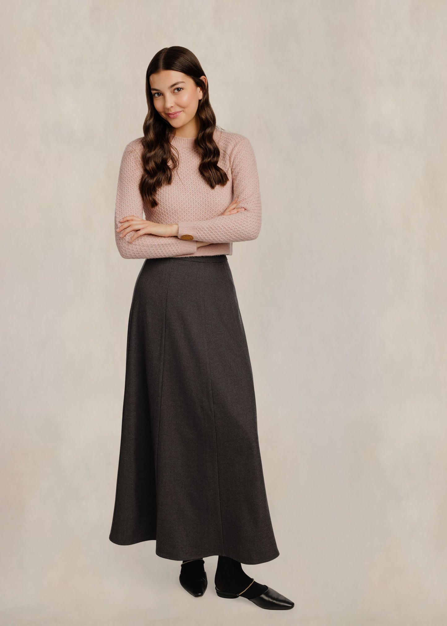 Solid Panelled Skirt - Dark Heather Grey
