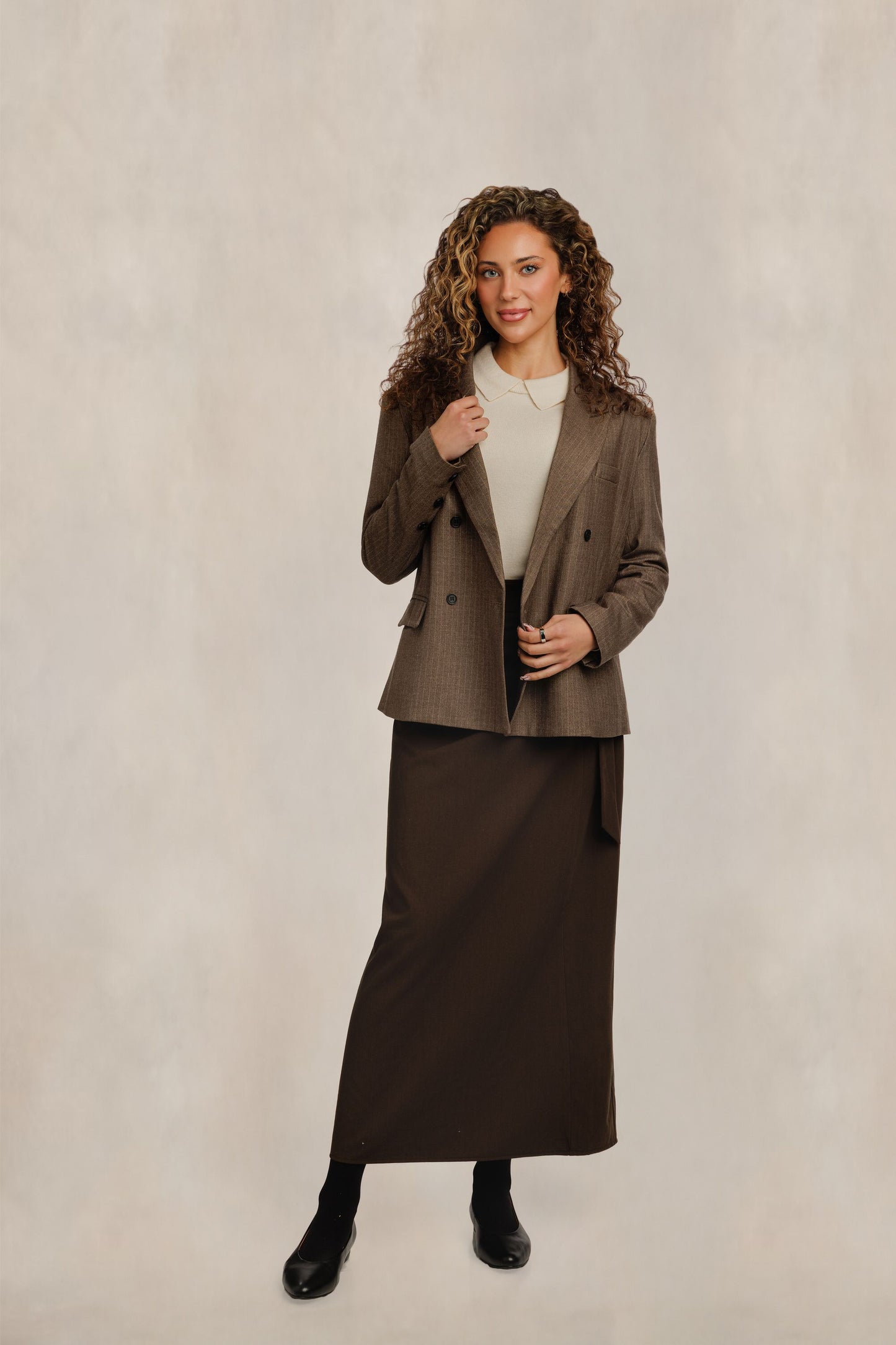 Pinstriped Jacket - Taupe