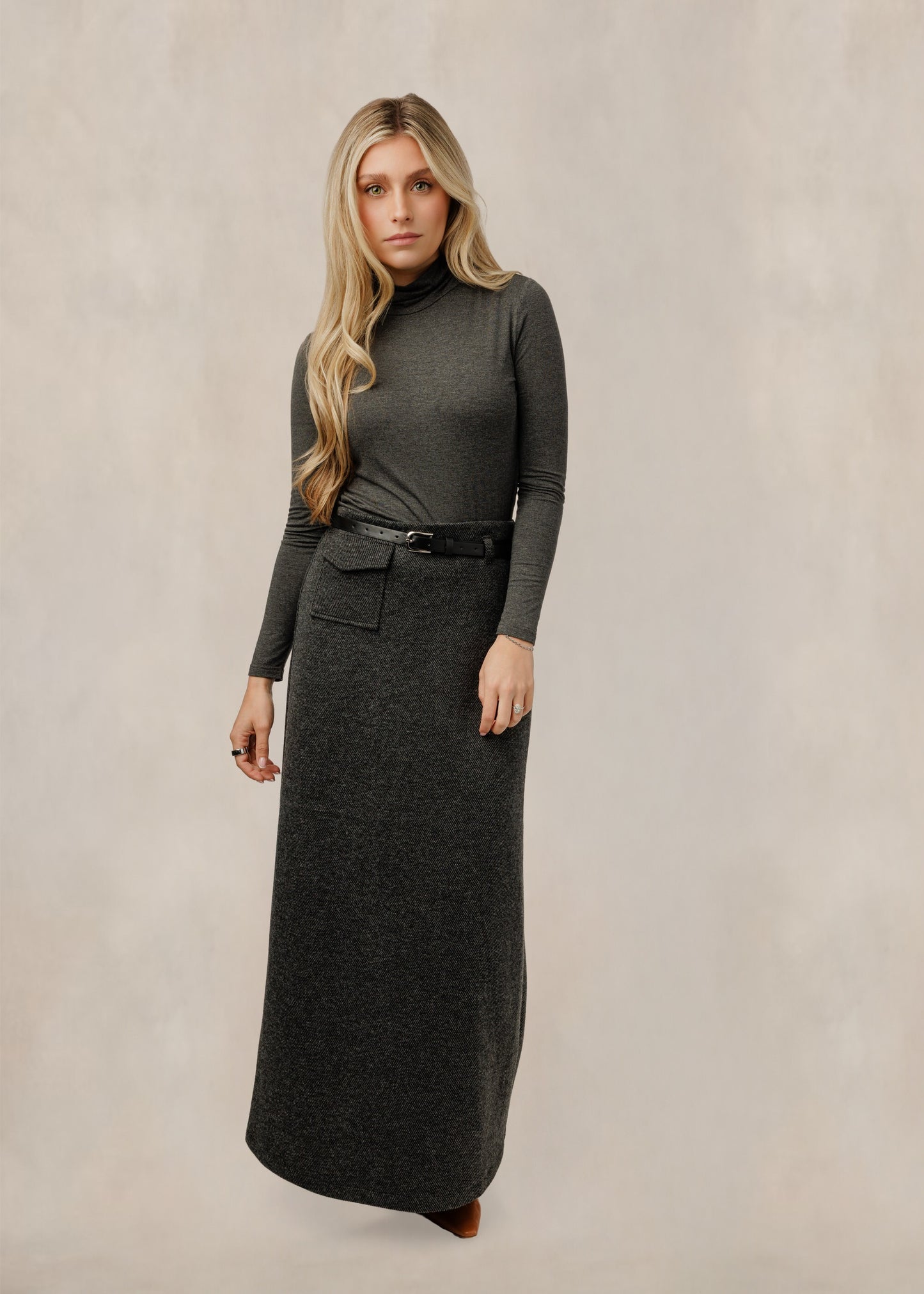 Grey Skirt With Belt