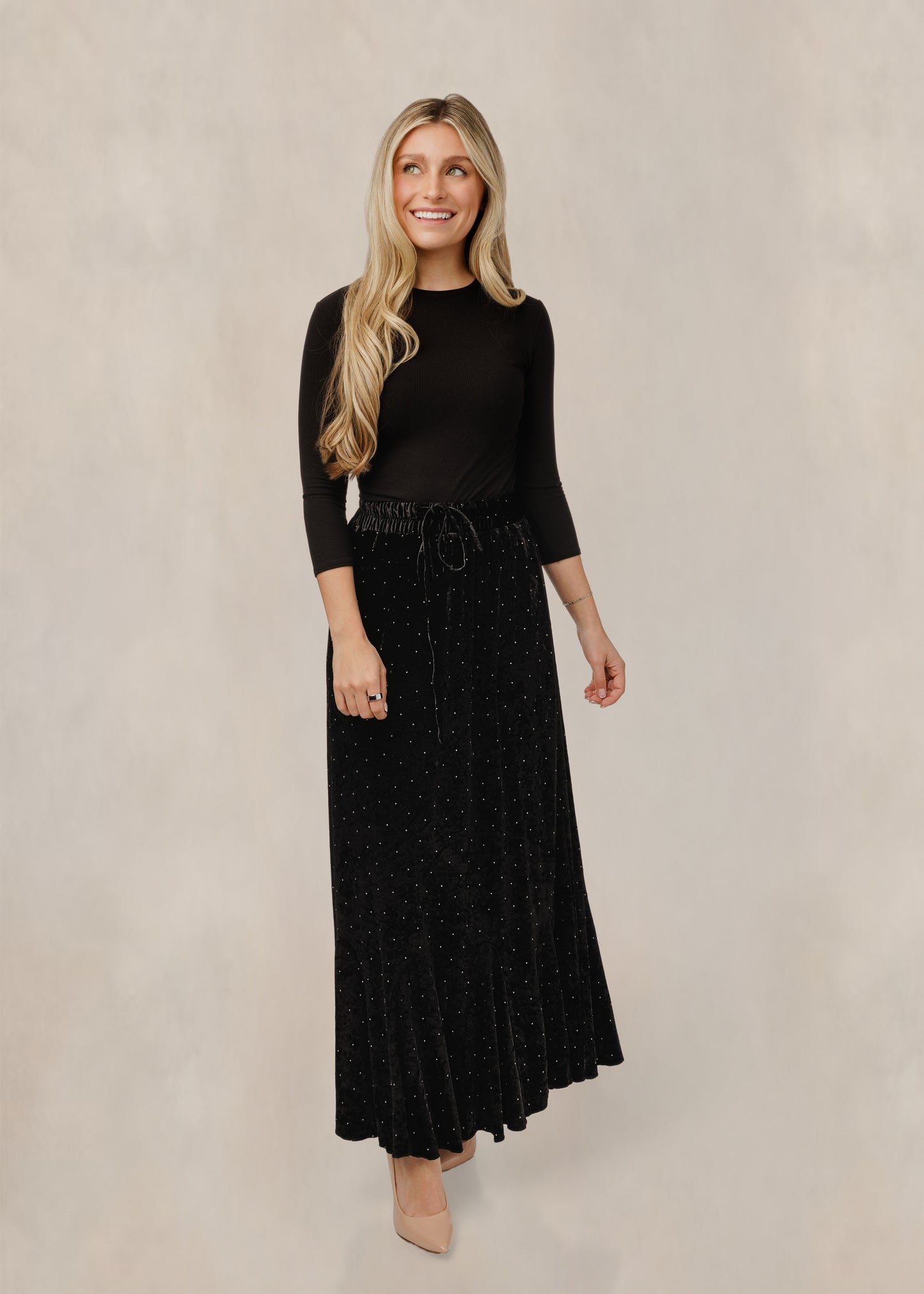 Black Suede Skirt With Rhinestones