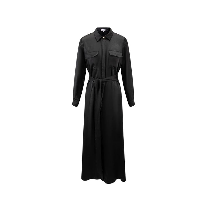 Waist Belt Pocket Shirt Dress - Black