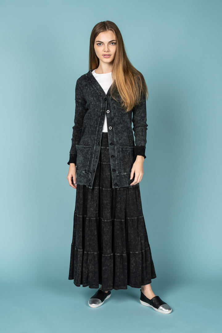 Black Washed Layered Skirt