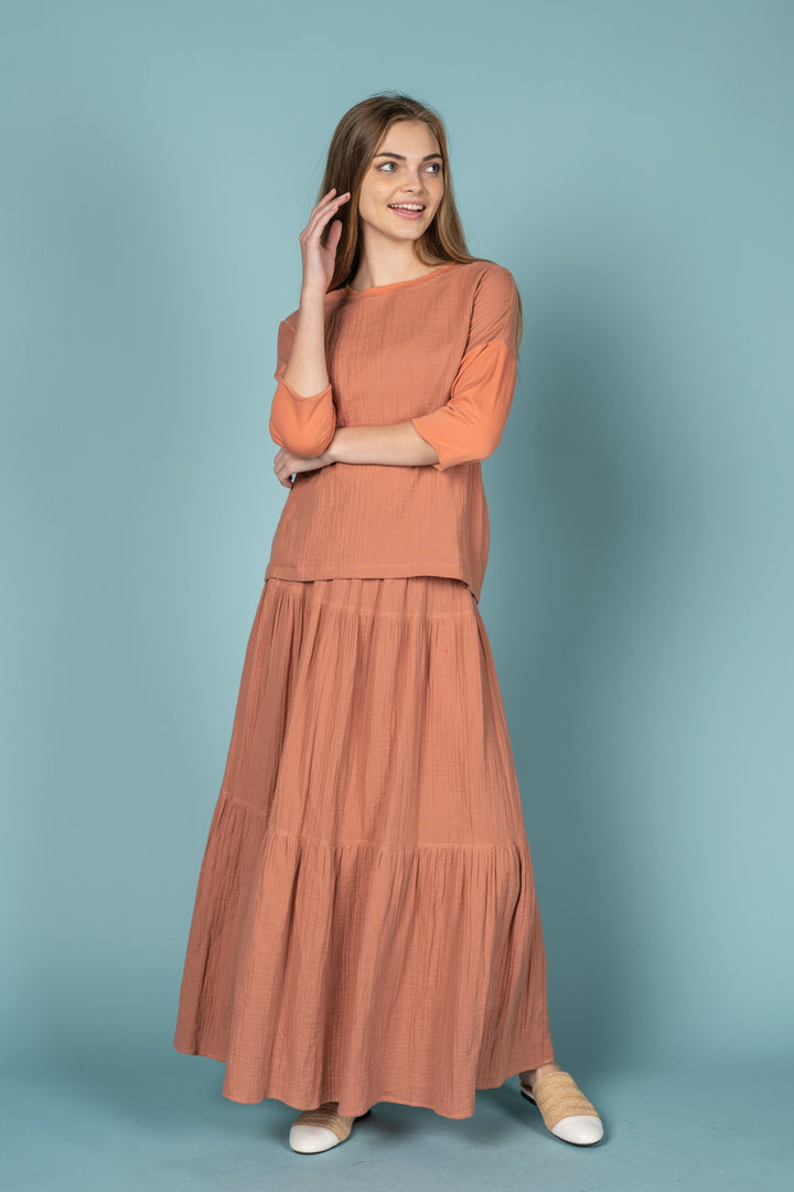 Blush Bubble Gauze Maxi Skirt