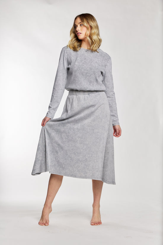 Light Grey Wash Ribbed Top - BA6253-D