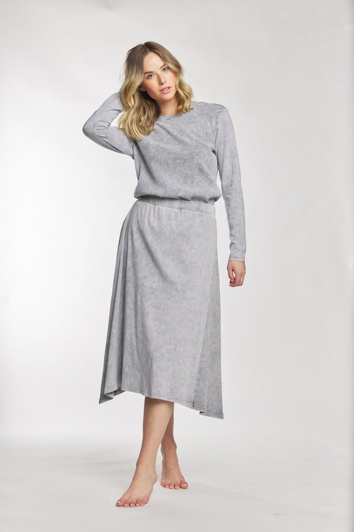Light Grey Skirt With Ribbed Side Detail