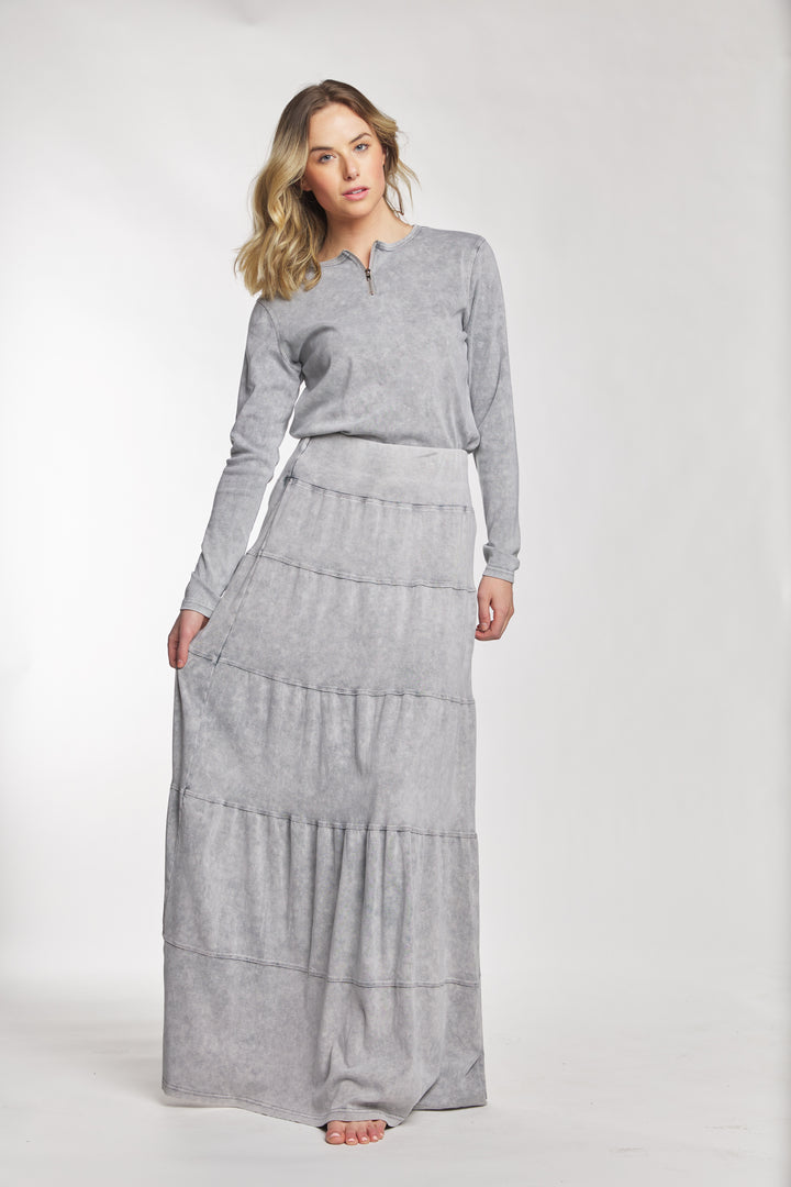 Light Grey Washed Layered Skirt