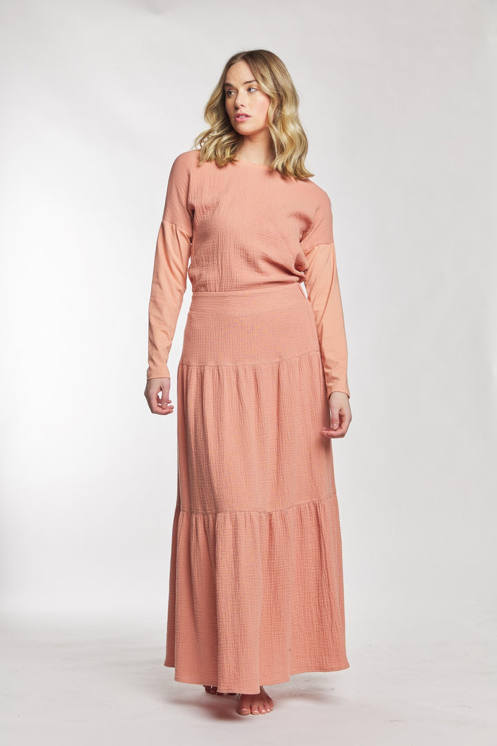 Blush Bubble Gauze Maxi Skirt