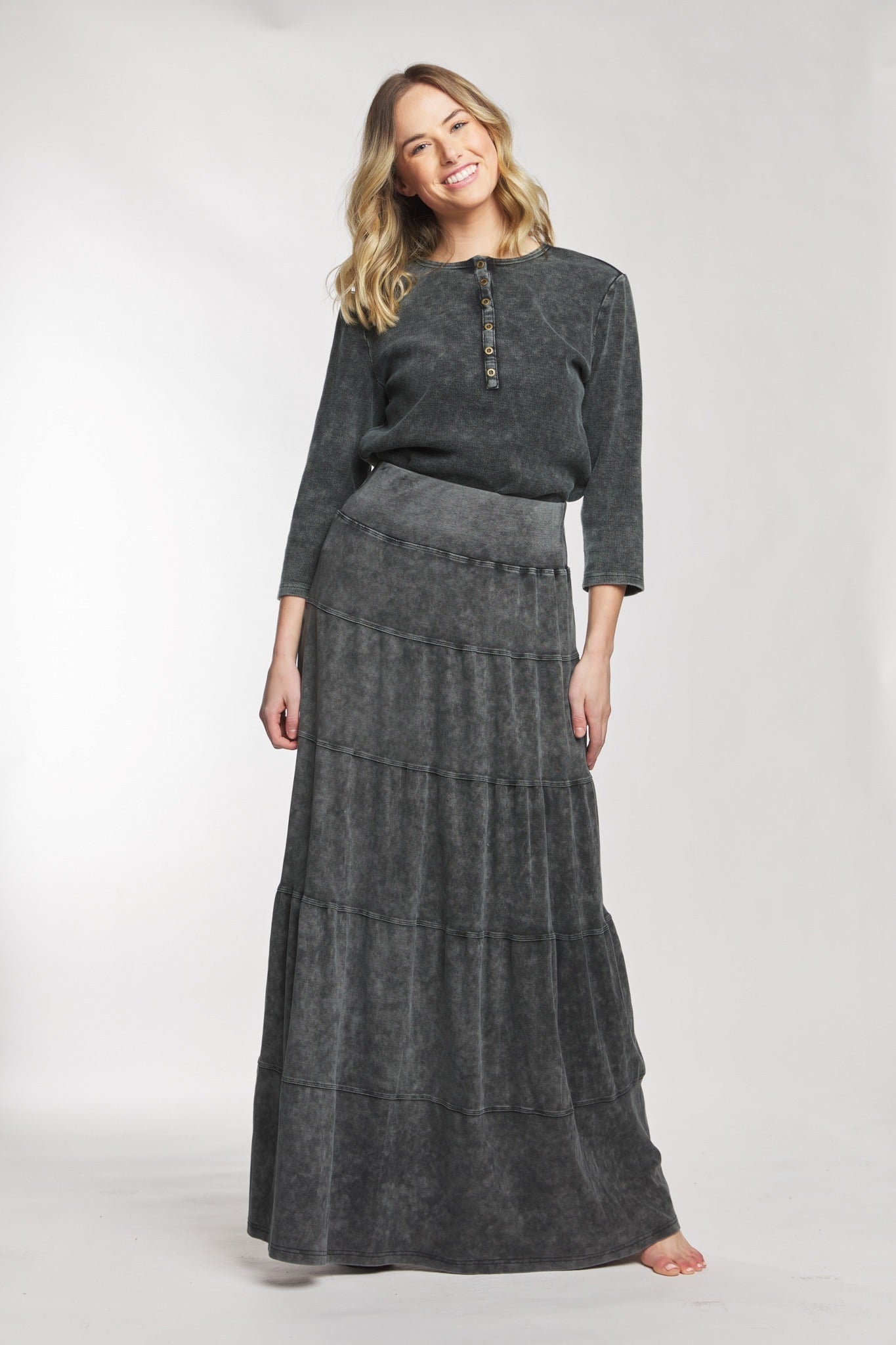 Black Washed Layered Skirt