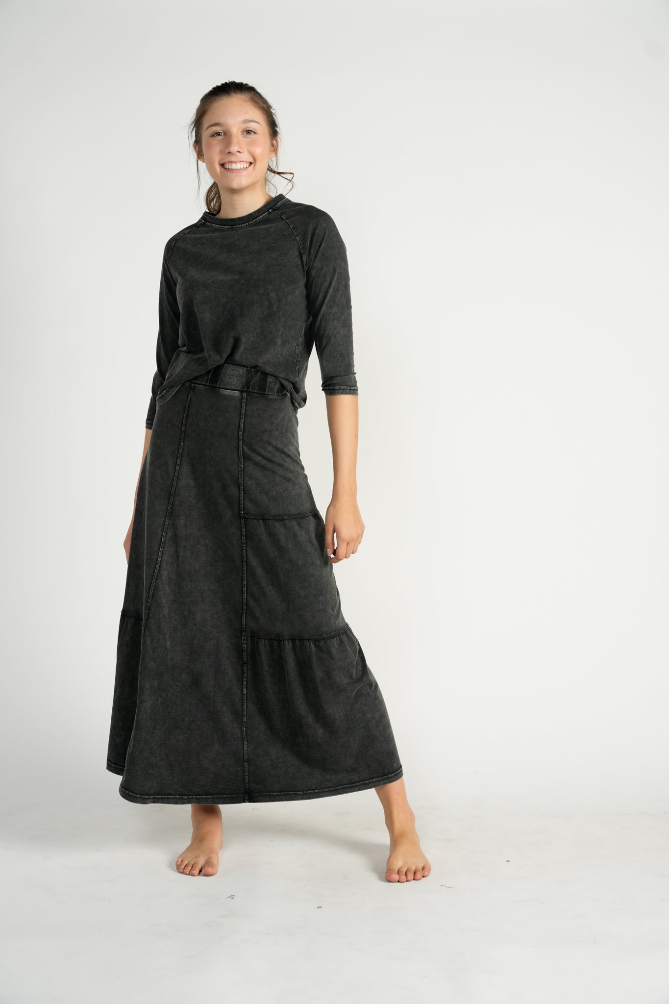 Black Washed Fitted Top