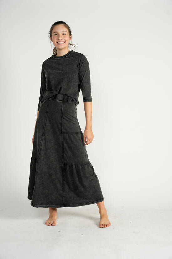 Black Washed Fitted Top