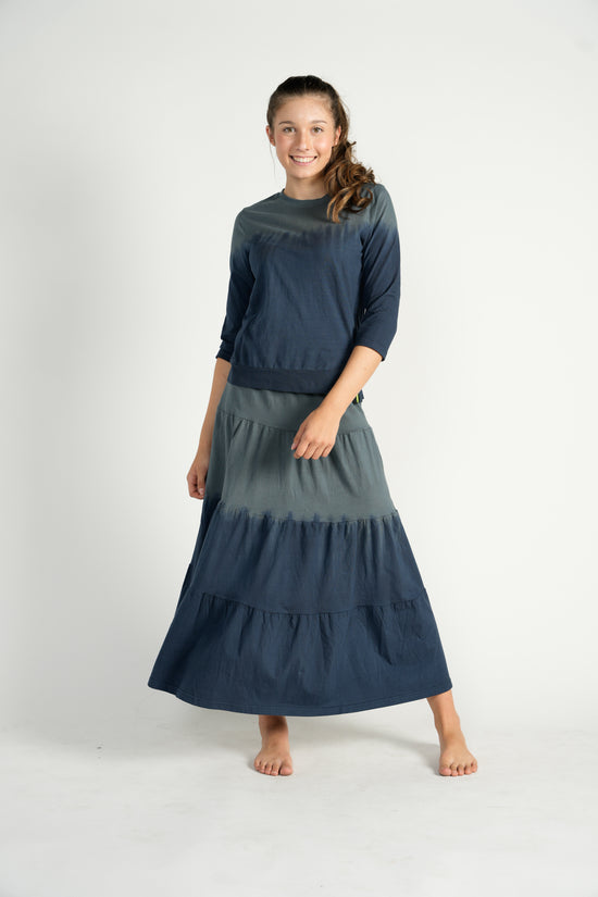 Grey/Navy Ombre Tie Dye Maxi Skirt