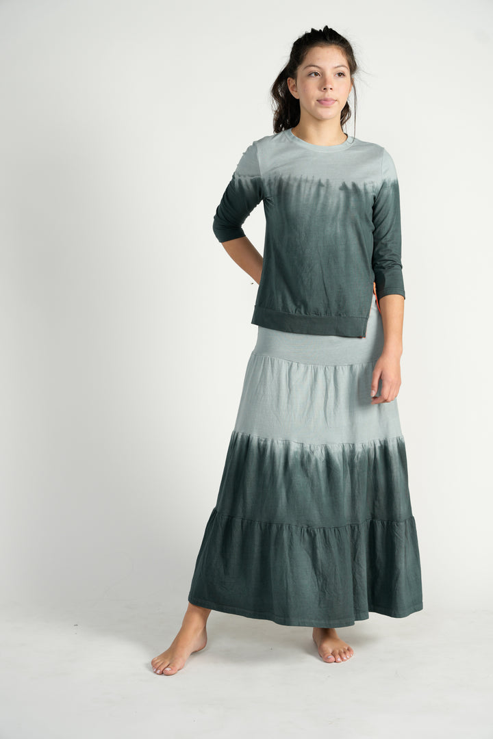 Dark Grey Ombre Tie Dye Maxi Skirt