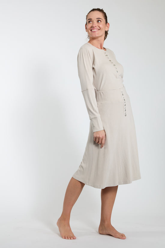 Stone Ribbed Skirt With Studs