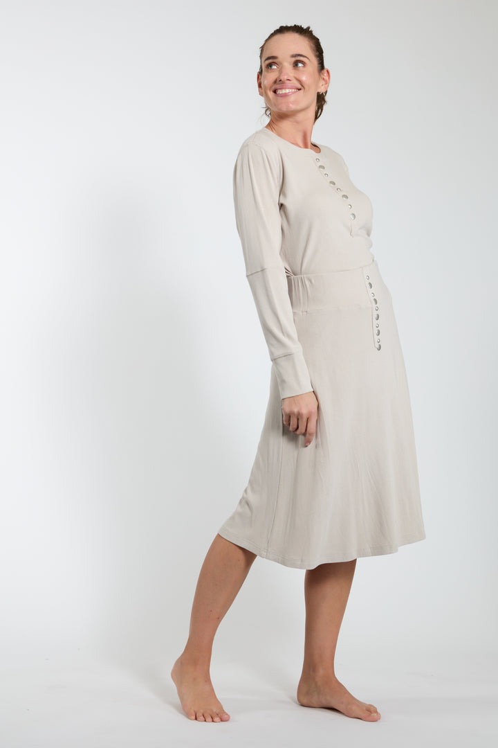 Stone Ribbed Skirt With Studs