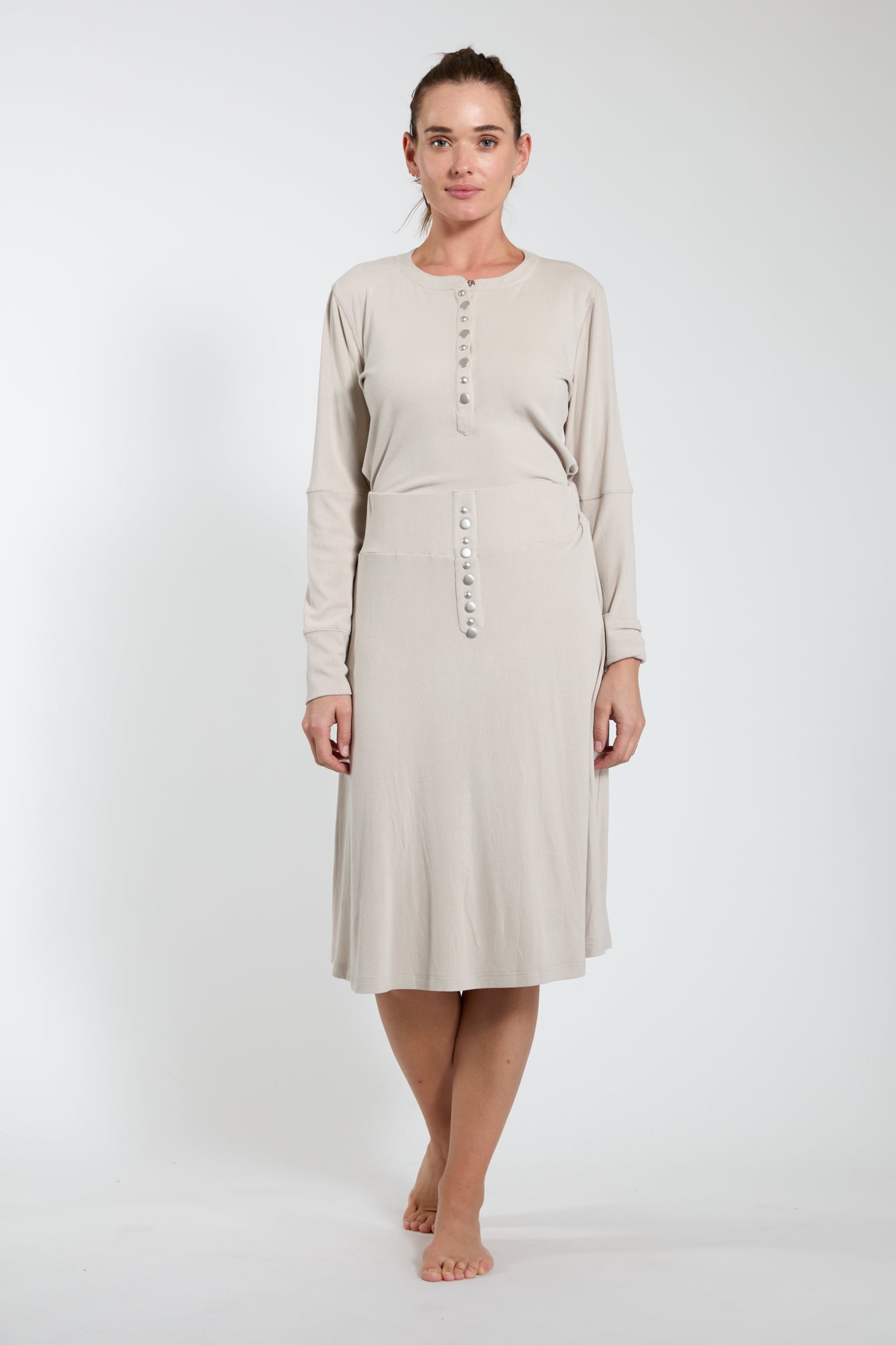 Stone Ribbed Skirt With Studs