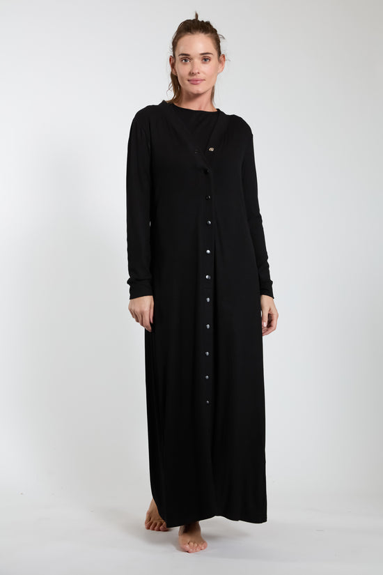 Black Ribbed Maxi Cardigan