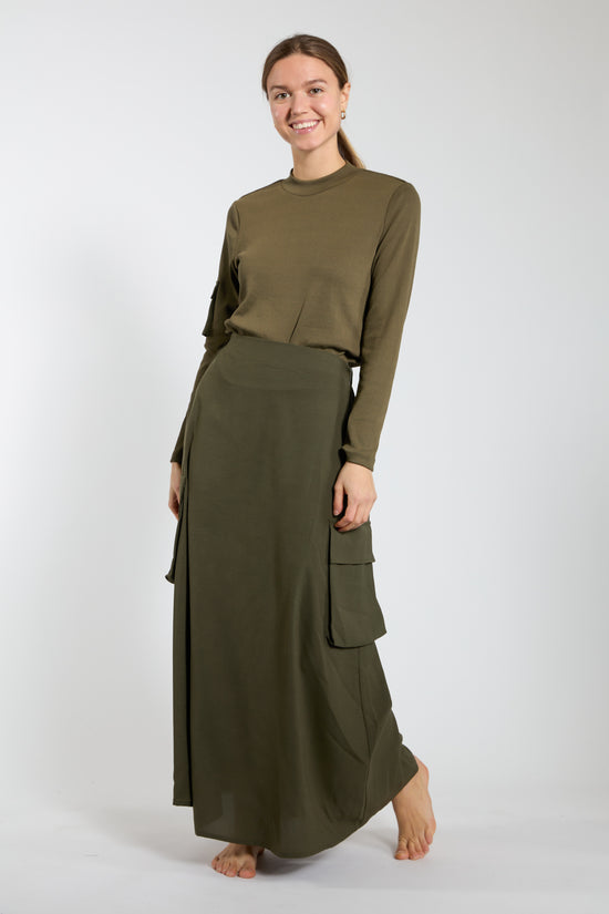Olive Green Ribbed Mock Neck Top
