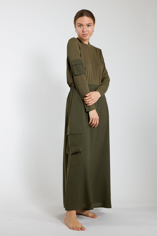 Olive Green Ribbed Mock Neck Top