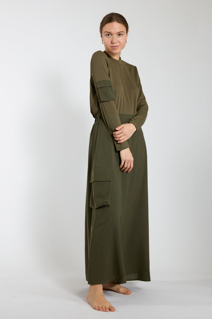Olive Green Ribbed Mock Neck Top