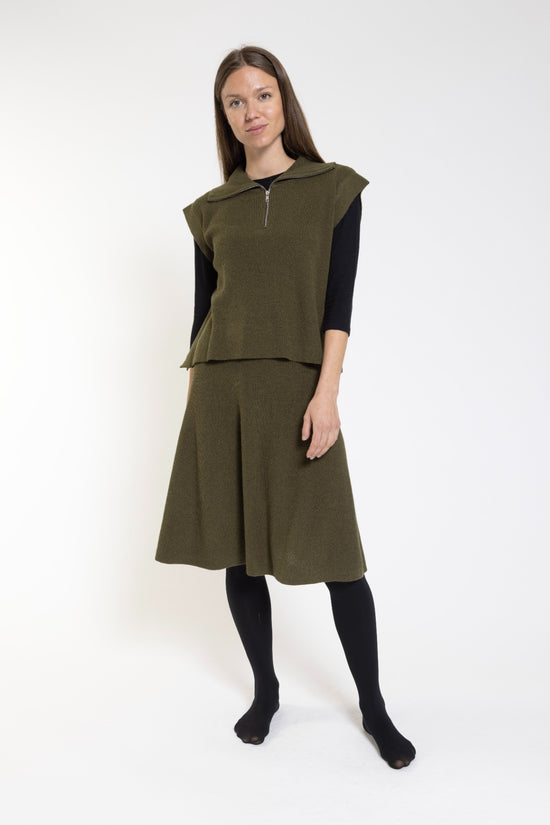 Olive Knit Circle Skirt