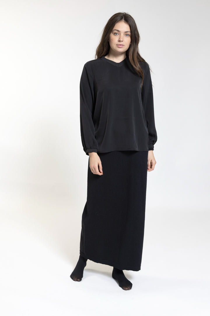 Black Top With Ribbing Detail