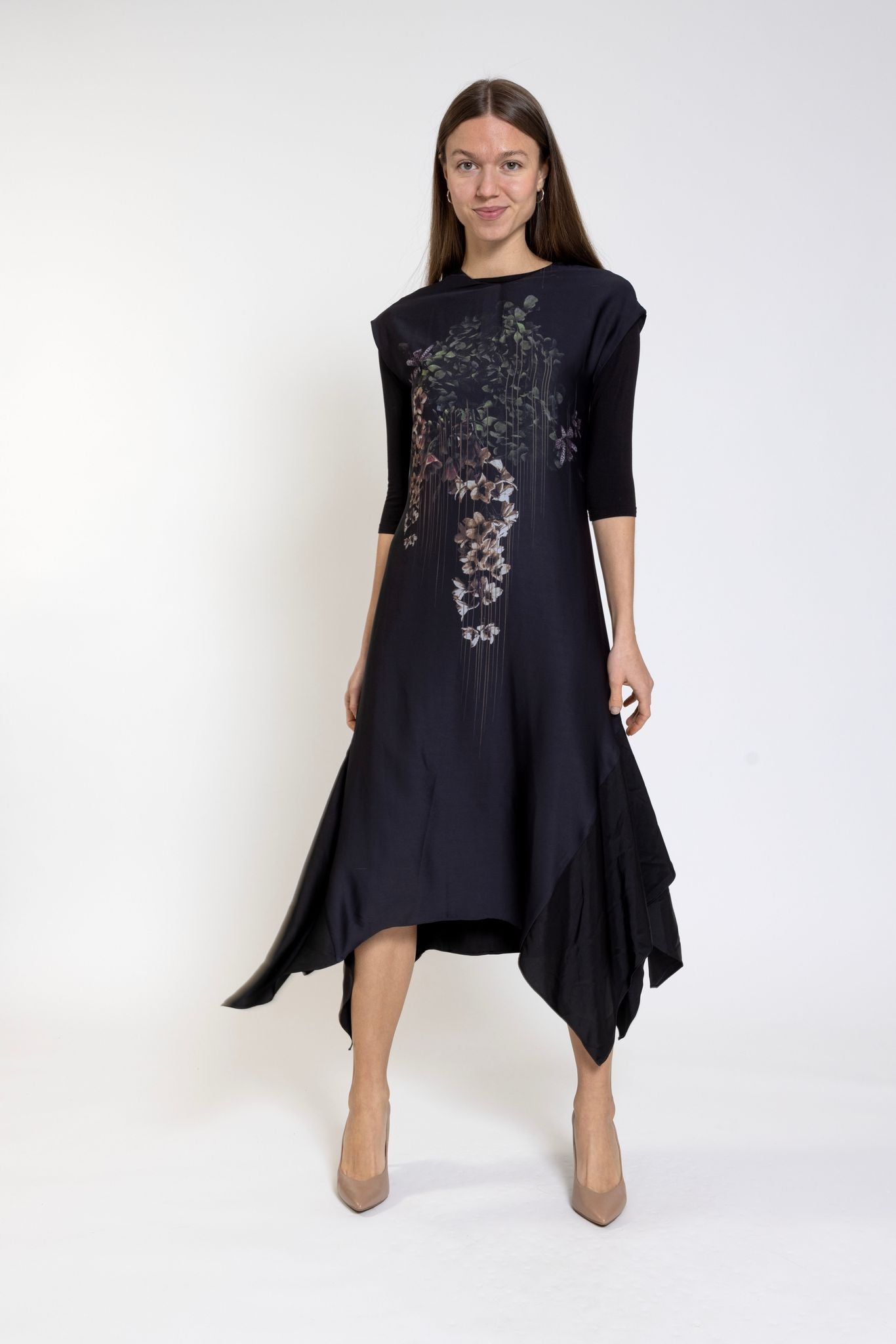 Black Partial Print Dress