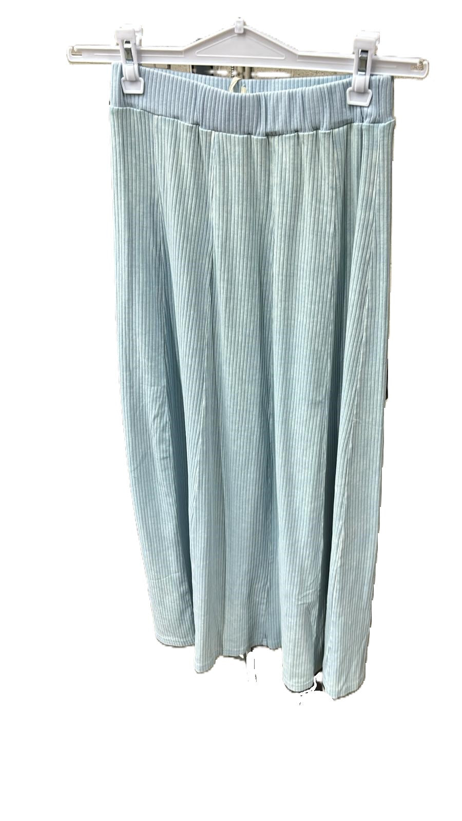 Light Blue Wash Ribbed Cotton Skirt
