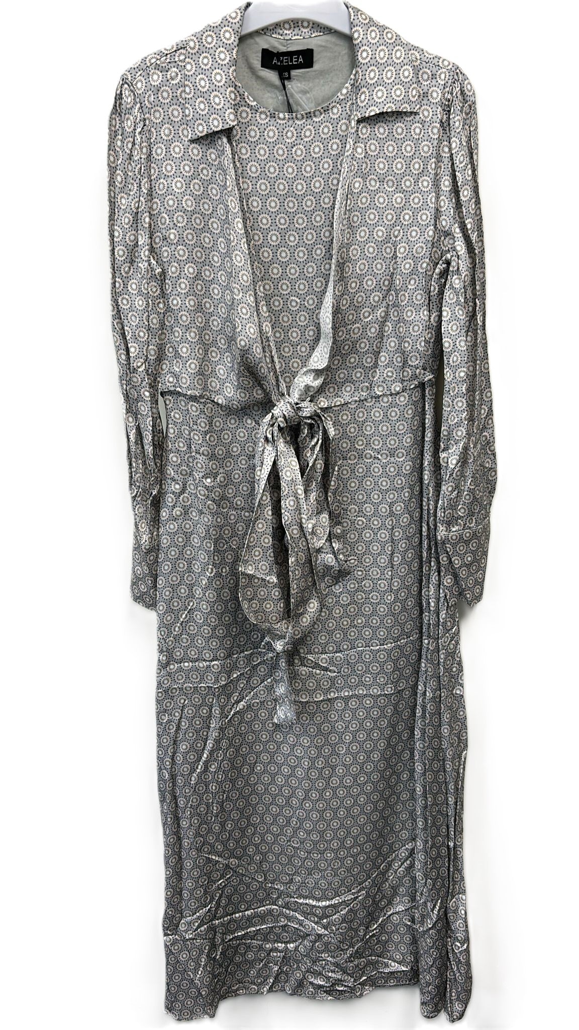 Gray Print Dress With Cuff