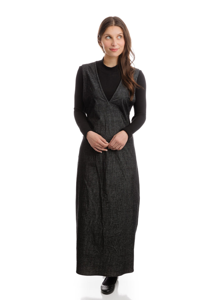 One Piece Top and Denim Corduroy Jumper - Black