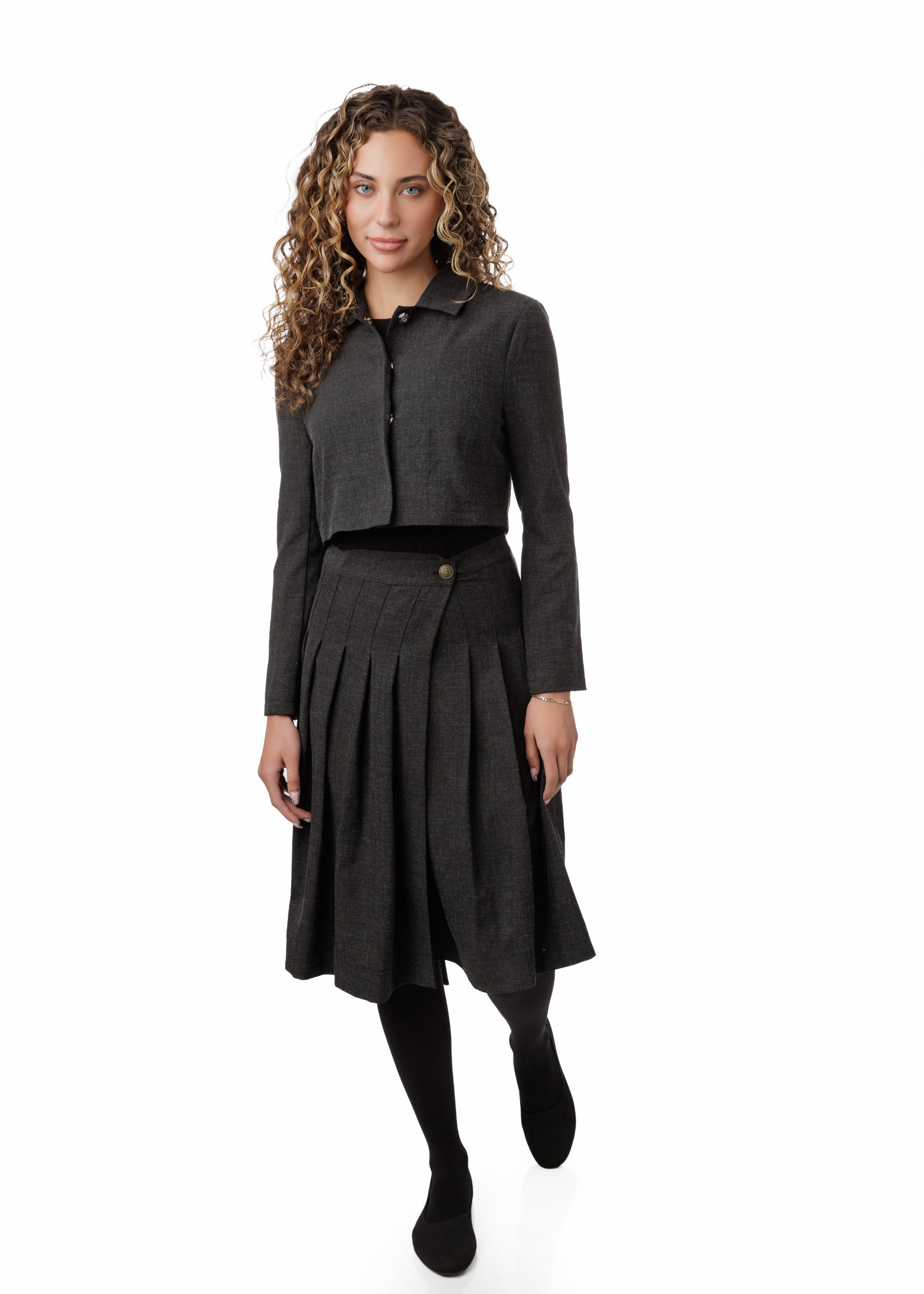 Pleated Wrap Skirt - Black