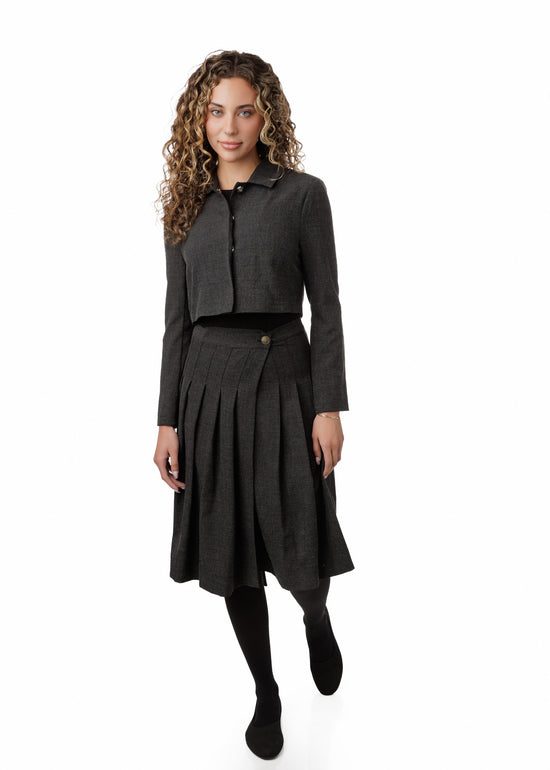 Pleated Wrap Skirt - Black