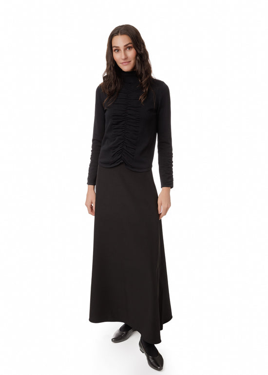 Black Rouched Front Seam Top