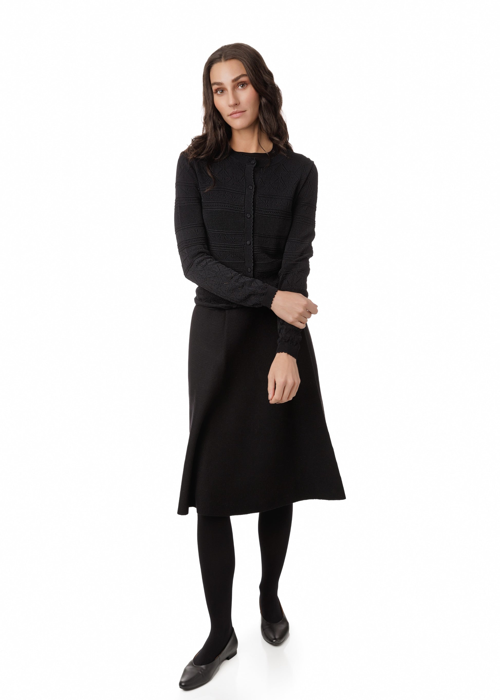 Black Crochet Knit Cardigan - TW4083-A