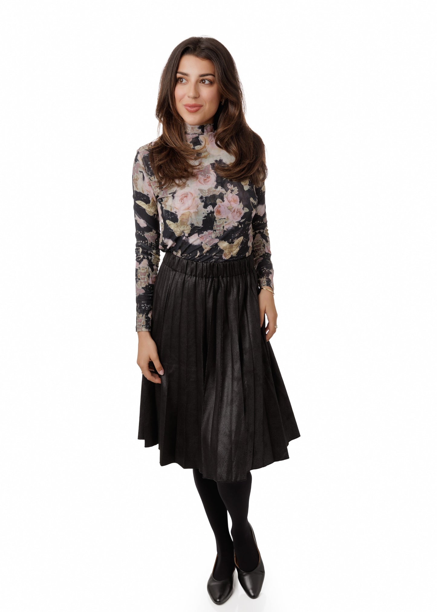 Mesh Script And Floral Printed Top