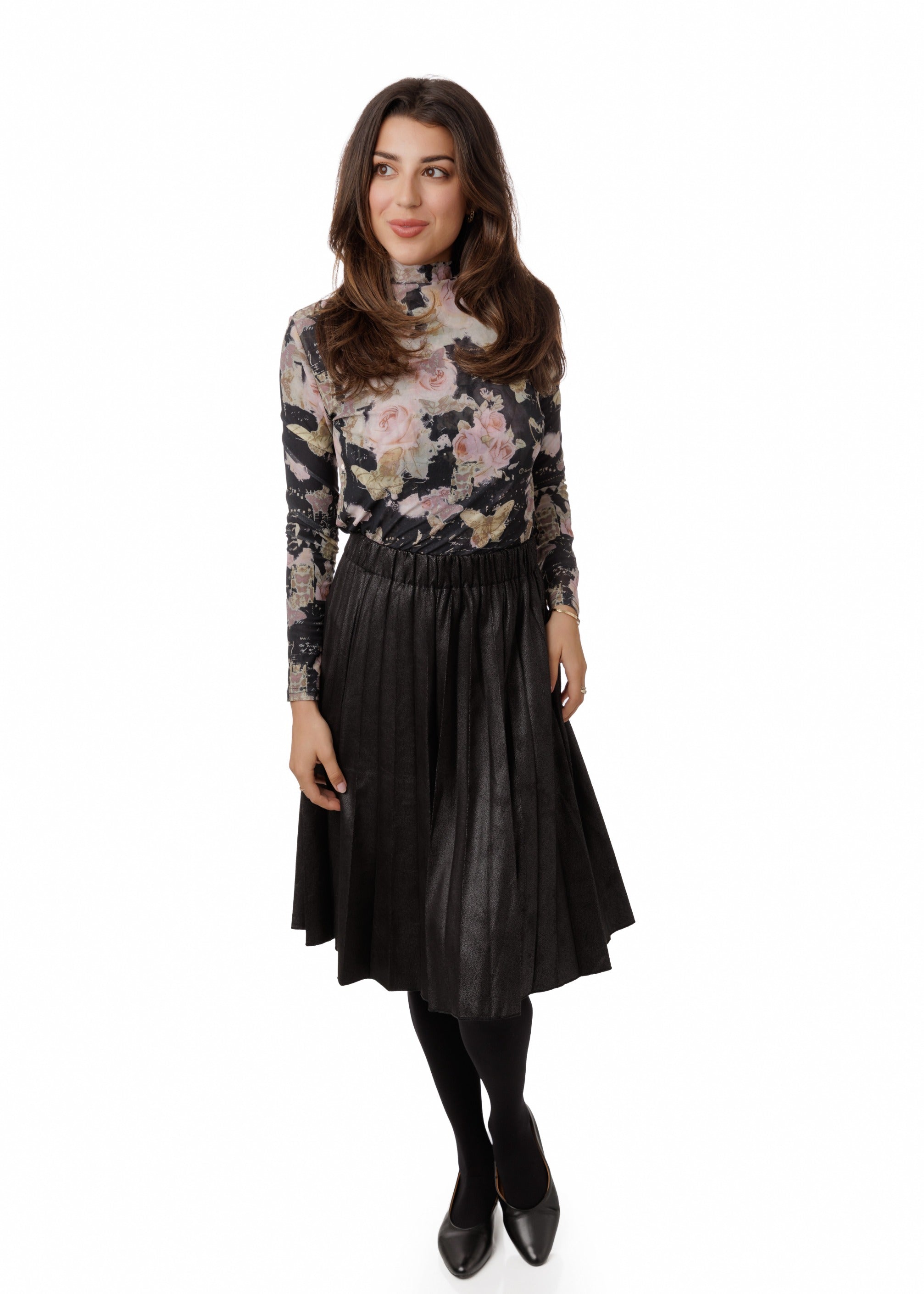 Mesh Script And Floral Printed Top
