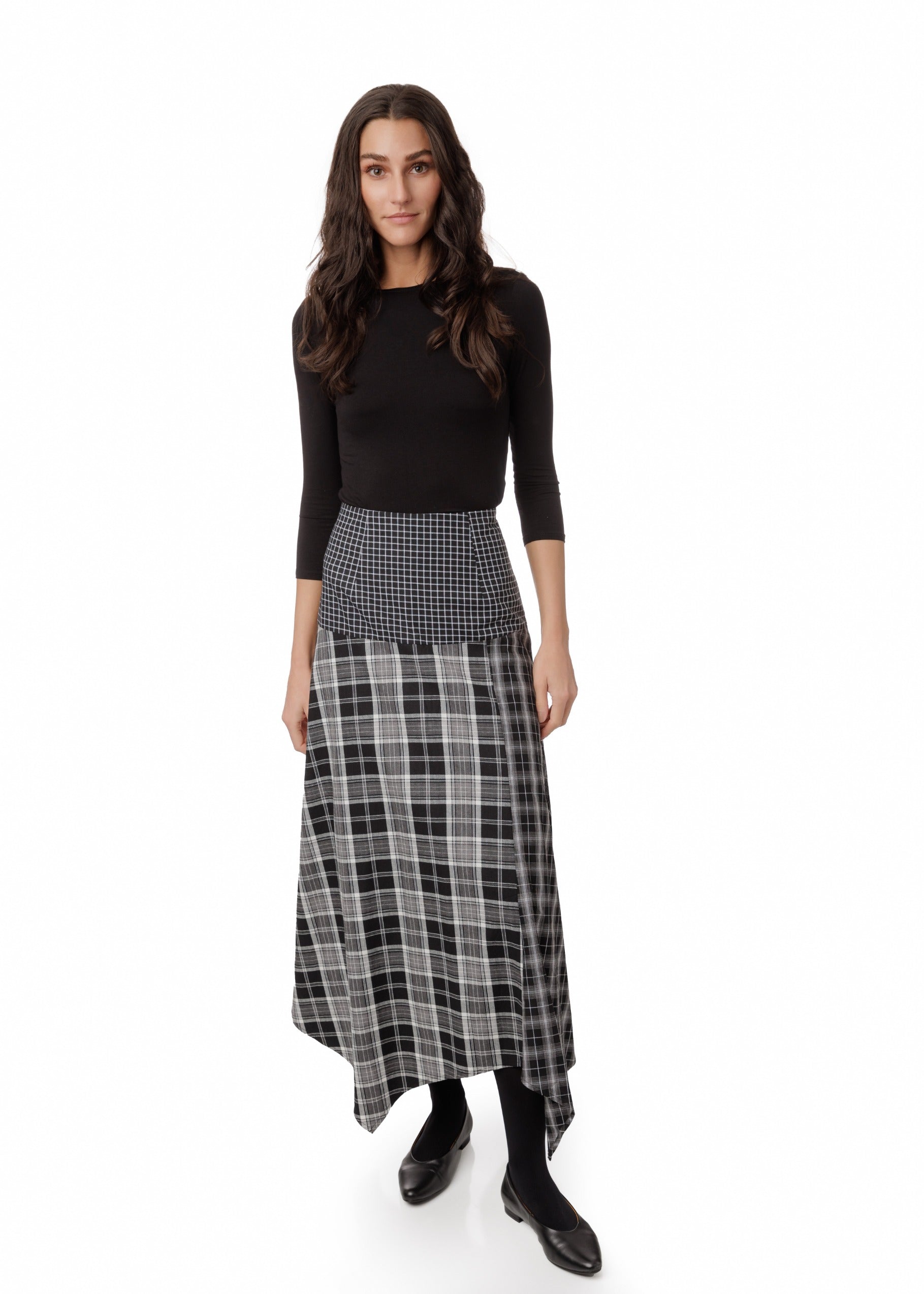 Multi Plaid Skirt - Black