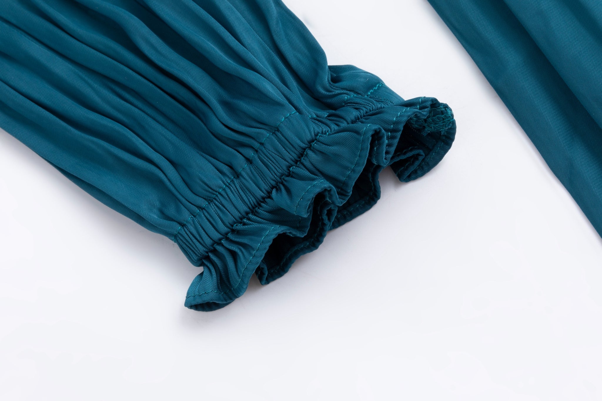 Solid Pleated And Tiered Dress - Teal