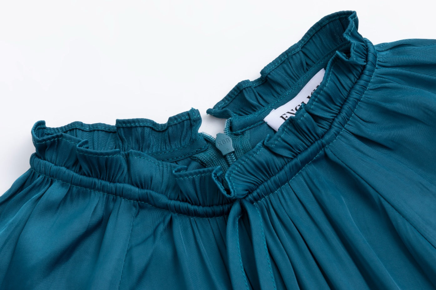 Solid Pleated And Tiered Dress - Teal