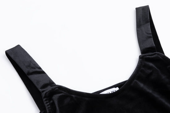 Velvet Jumper with Floral Velvet Mock Neck Underlay - Black