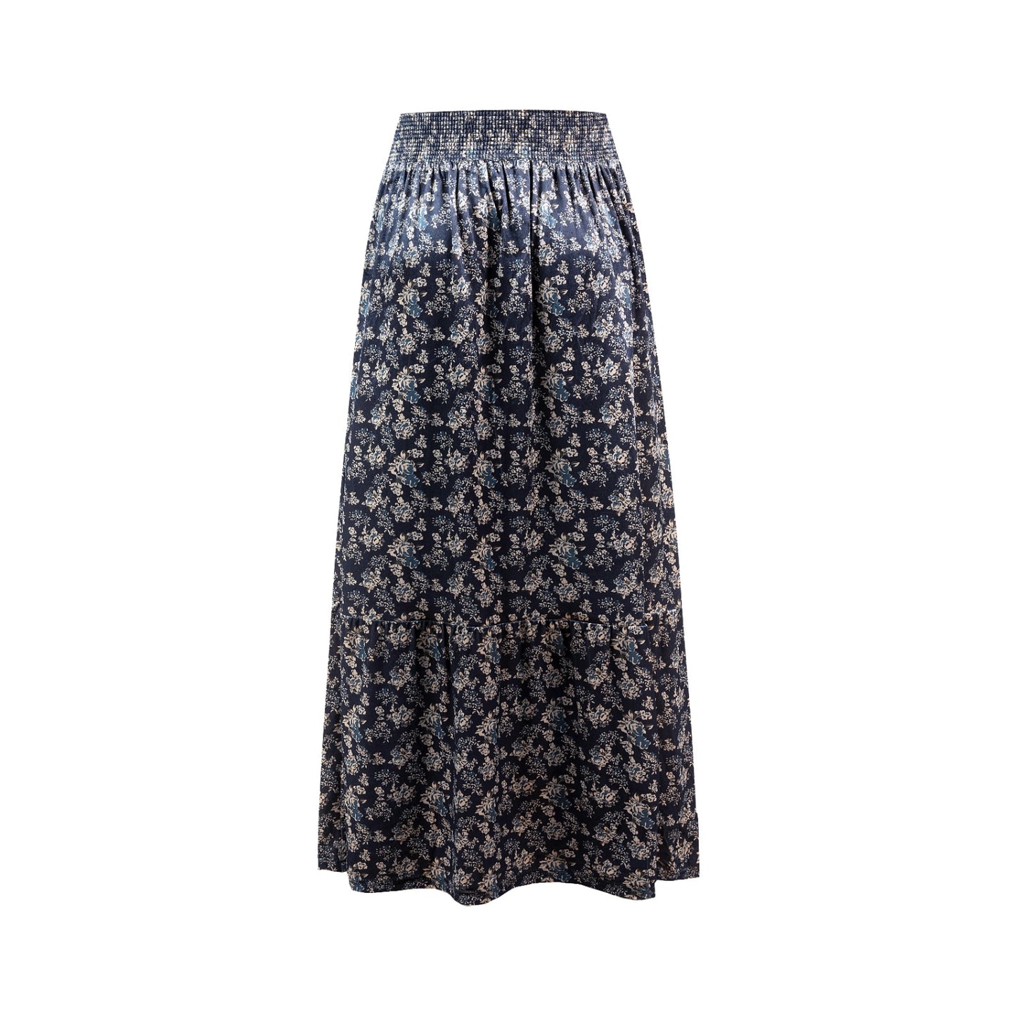 Printed Velvet Skirt With Smocked Waist Band
