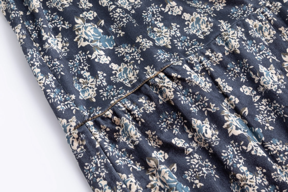 Printed Velvet Skirt With Smocked Waist Band