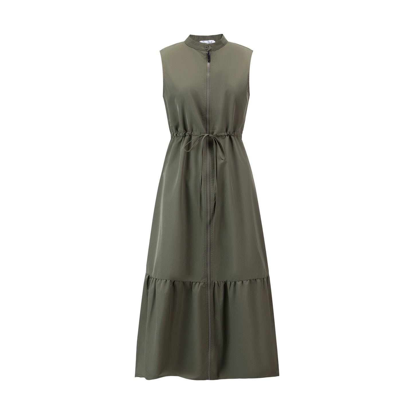 Solid Jumper With Exposed Zipper - Olive