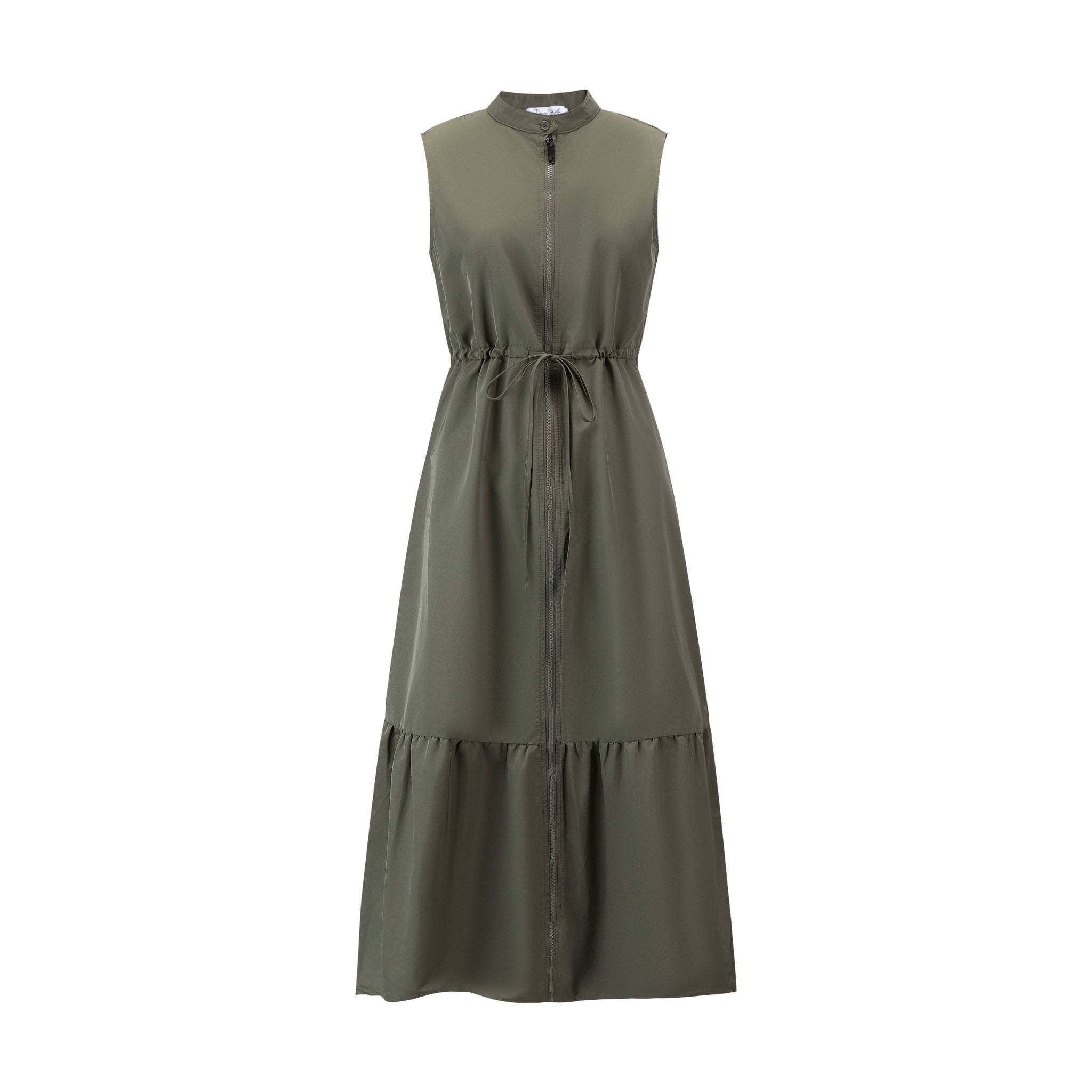 Solid Jumper With Exposed Zipper - Olive