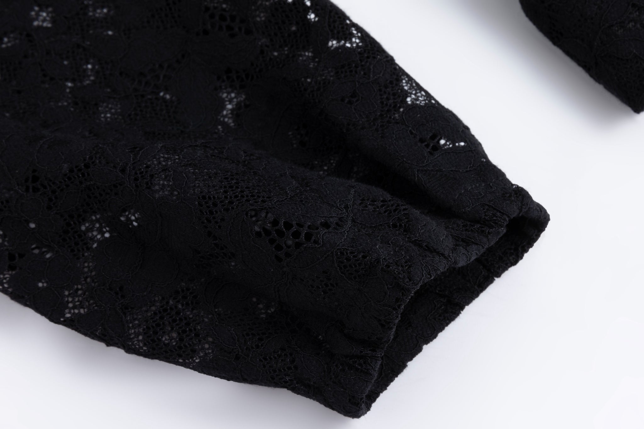 Solid Dress With Lace Top Overlay - Black